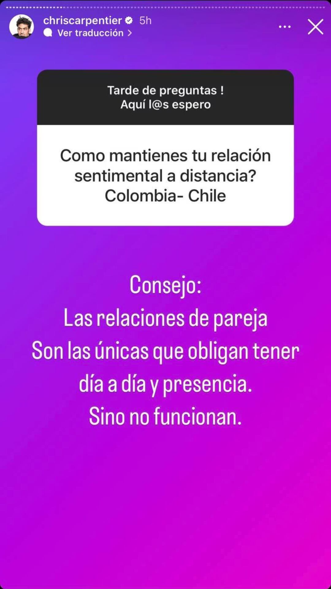 Christopher Carpentier avivó los rumores de una posible separación.
