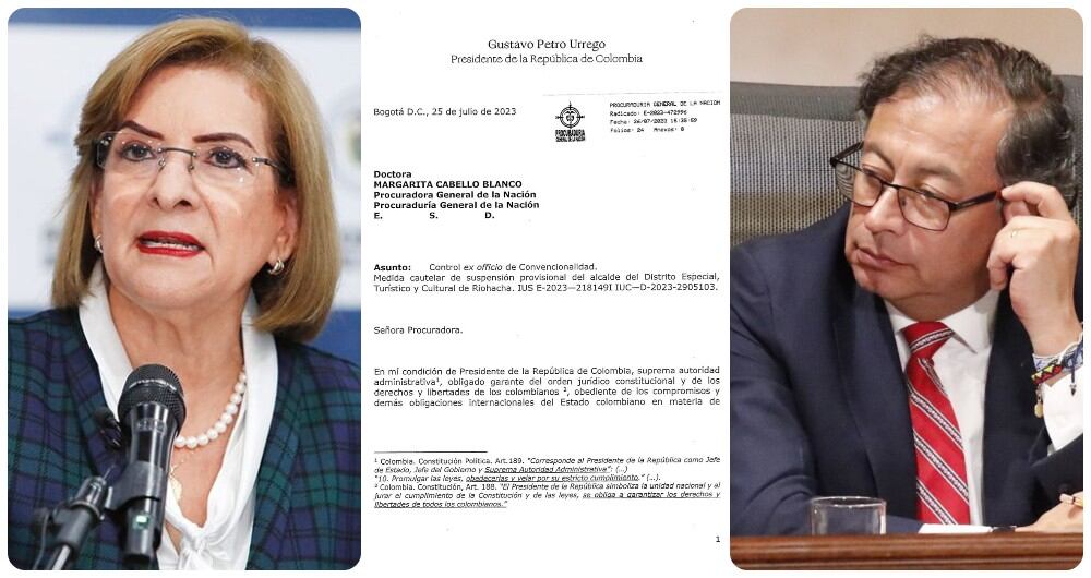 La carta que le envió el presidente Gustavo Petro a la procuradora Margarita Cabello.