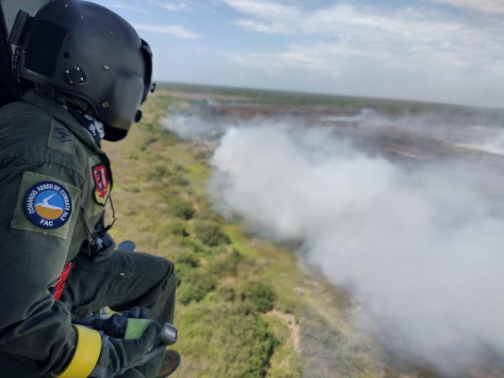Incendio en el Parque Isla Salamanca.