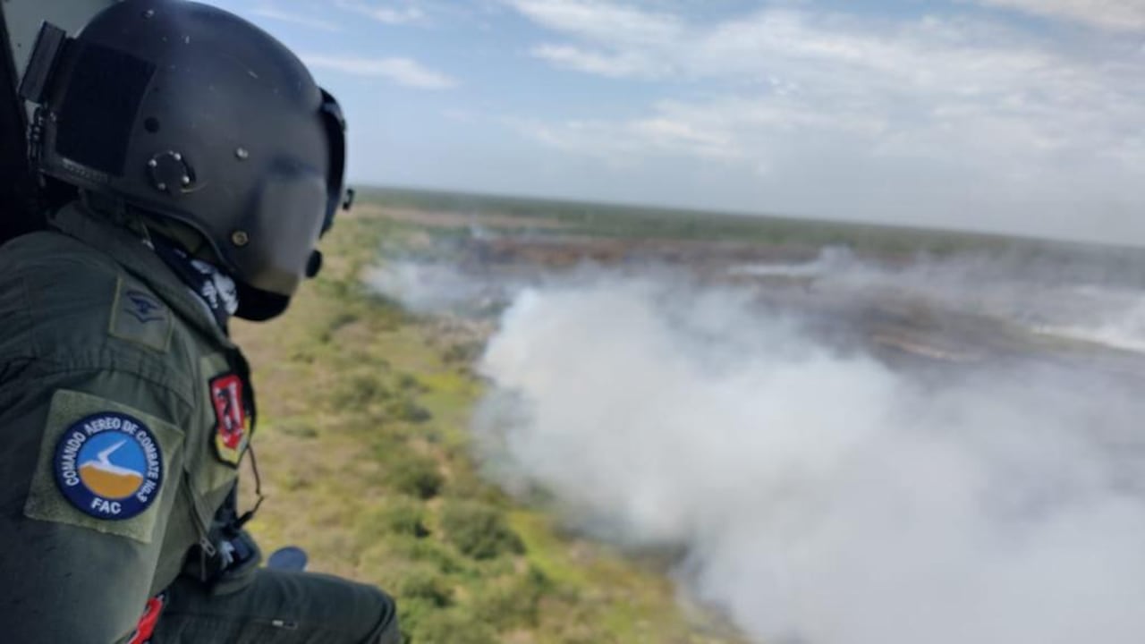 Incendio en el Parque Isla Salamanca.