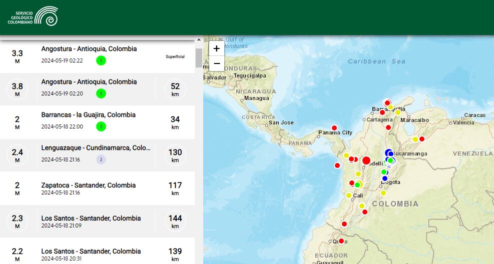 El SGC registra en tiempo real la actividad sísmica en Colombia.