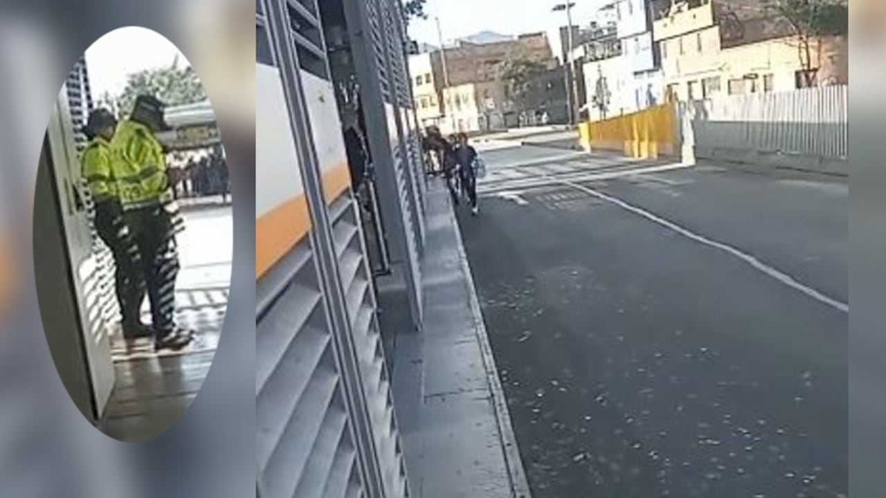 Un video publicado en redes sociales se ve el momento en el que dos policías observan su celular mientras colados ingresan a TransMilenio.