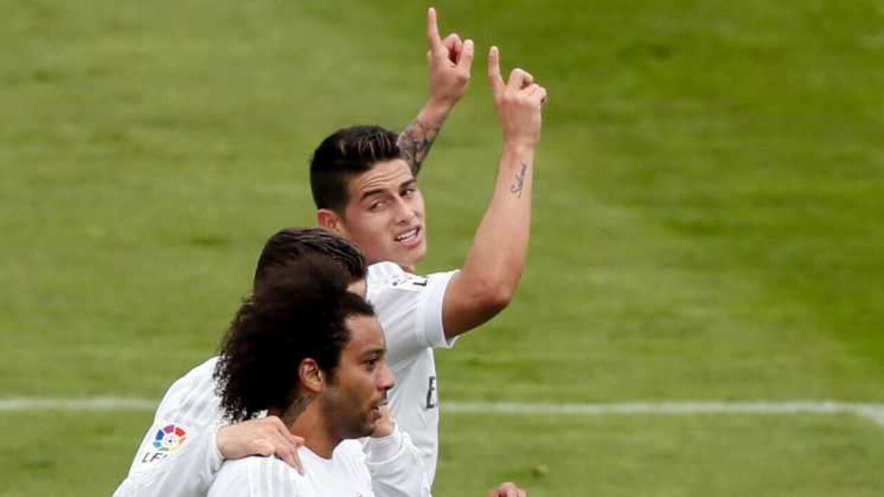 James Rodríguez celebra su nuevo gol con el Real Madrid, esta vez ante el Getafe