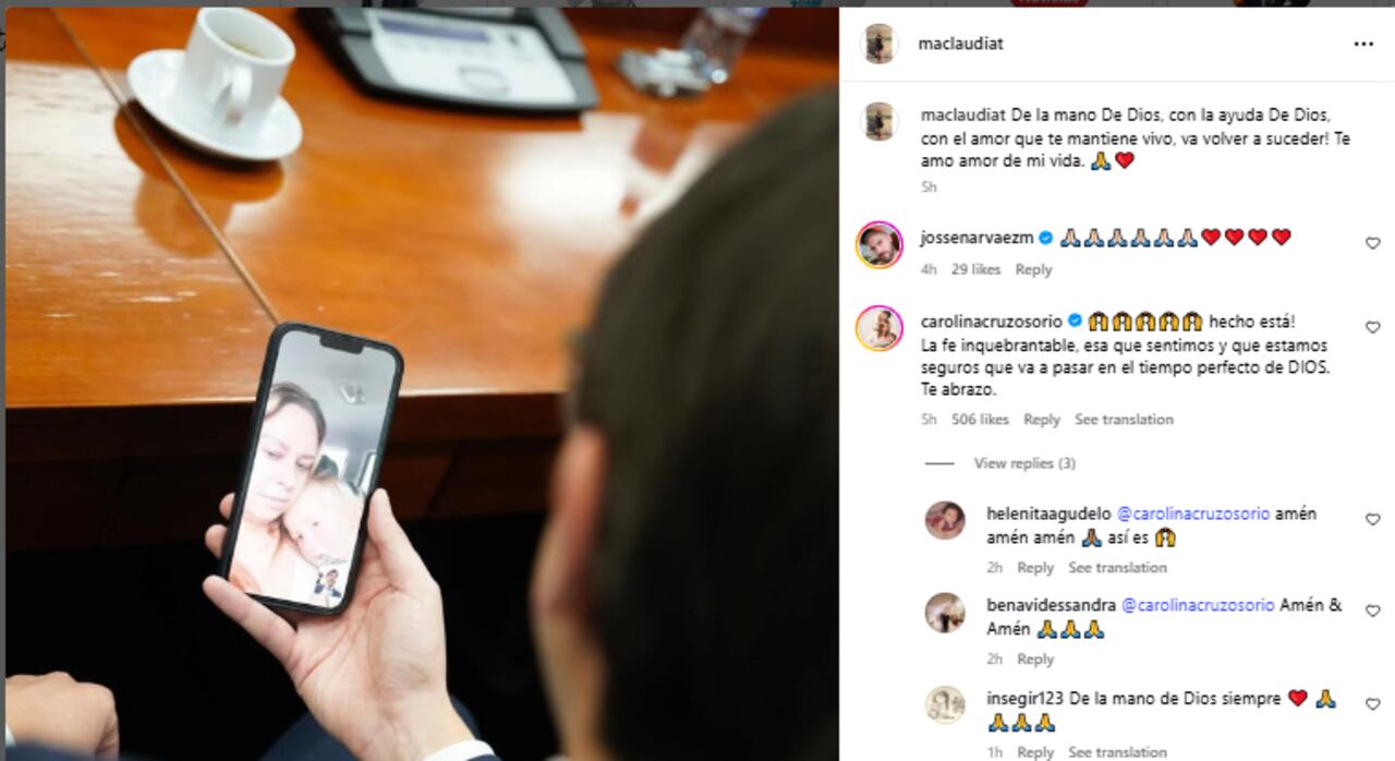 Mensaje de Carolina Cruz en apoyo a María Claudia Tarazona, esposa de Miguel Uribe Turbay