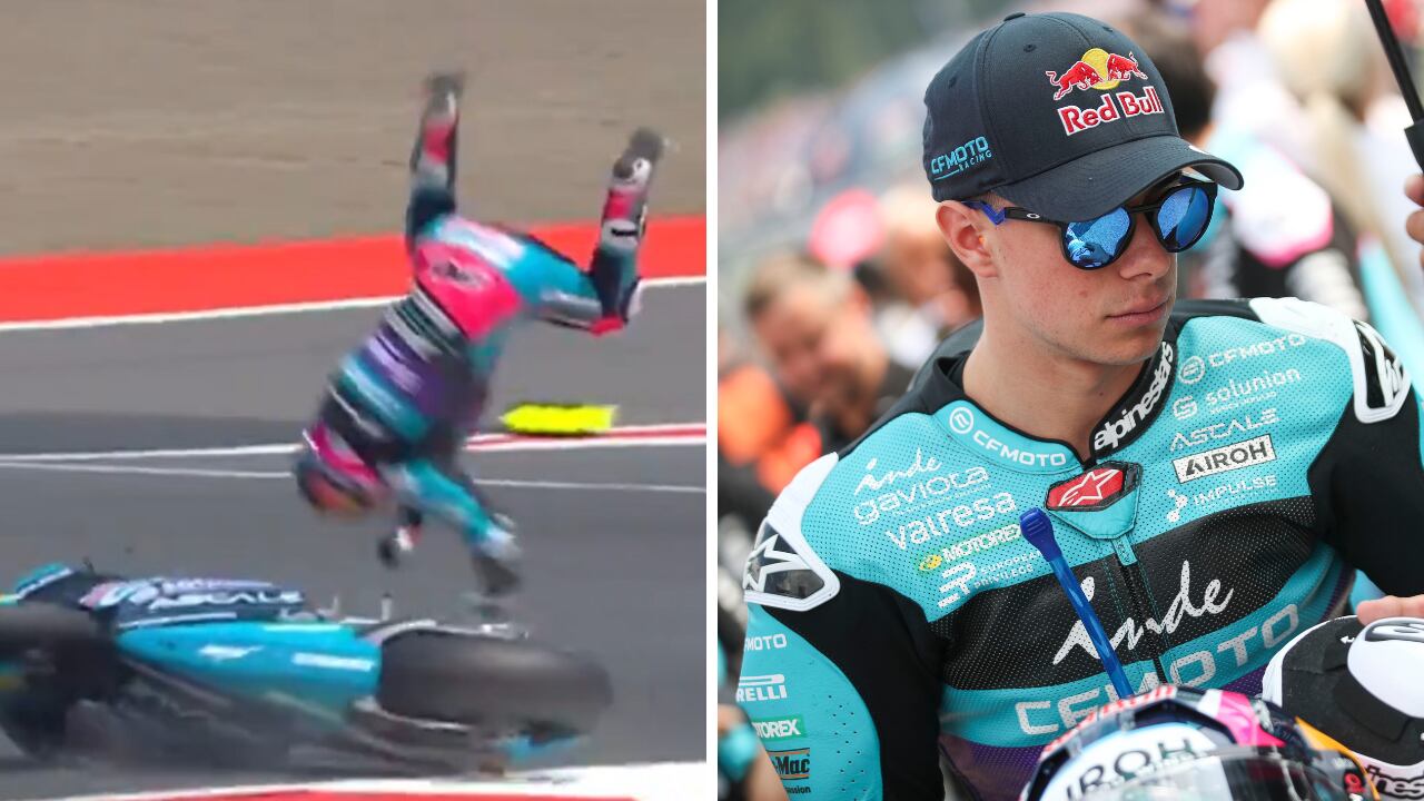 David Alonso tuvo caída en Indonesia por Moto2.