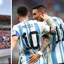 Hinchas bogotanos celebrando los goles de Argentina.