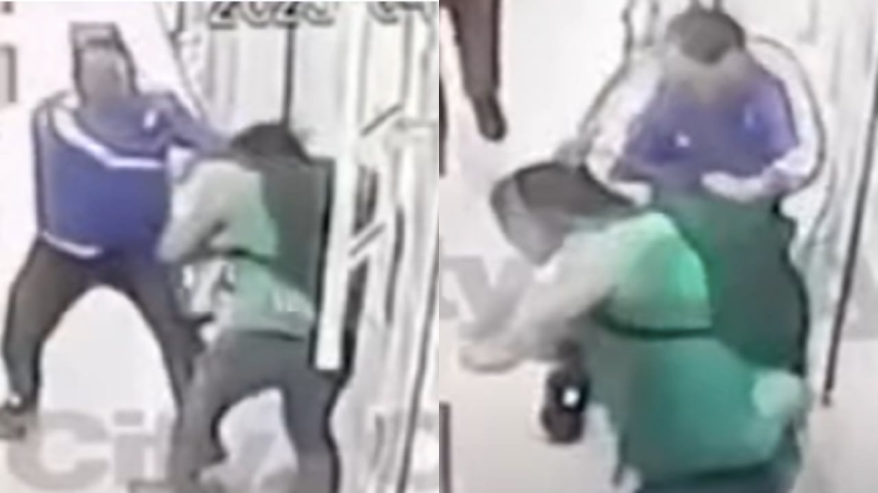 Momento de la riña en el centro comercial.