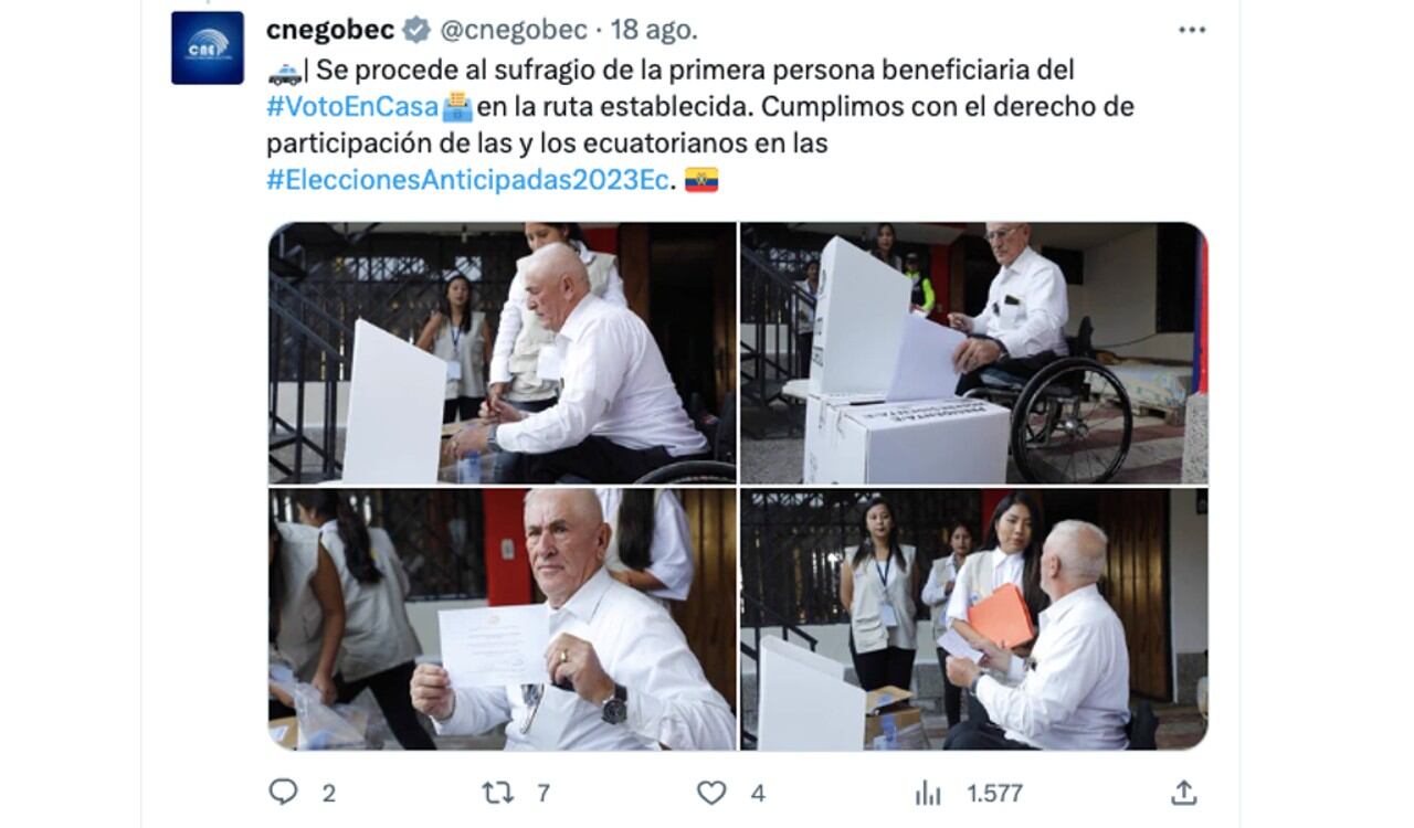 Inició el voto en casa en Ecuador, para elegir el próximo presidente del país