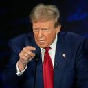 Republican presidential nominee former President Donald Trump speaks during a presidential debate with Democratic presidential nominee Vice President Kamala Harris at the National Constitution Center, Tuesday, Sept.10, 2024, in Philadelphia. (AP Photo/Alex Brandon)'