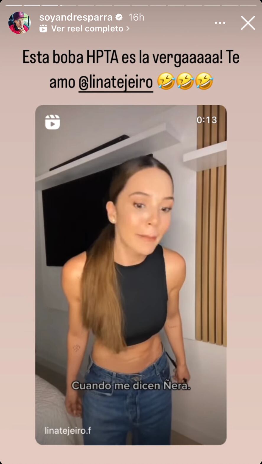Historia de Andrés Para con video de Lina Tejeiro. Foto: Instagram @soyandresparra.