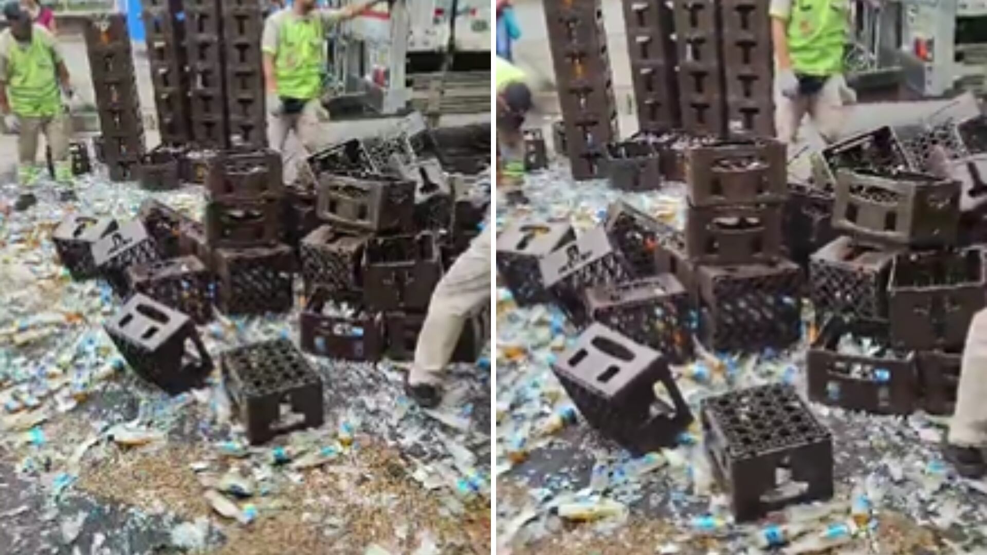 Las cervezas quedaron regadas en un reconocido corredor vial de la ciudad.