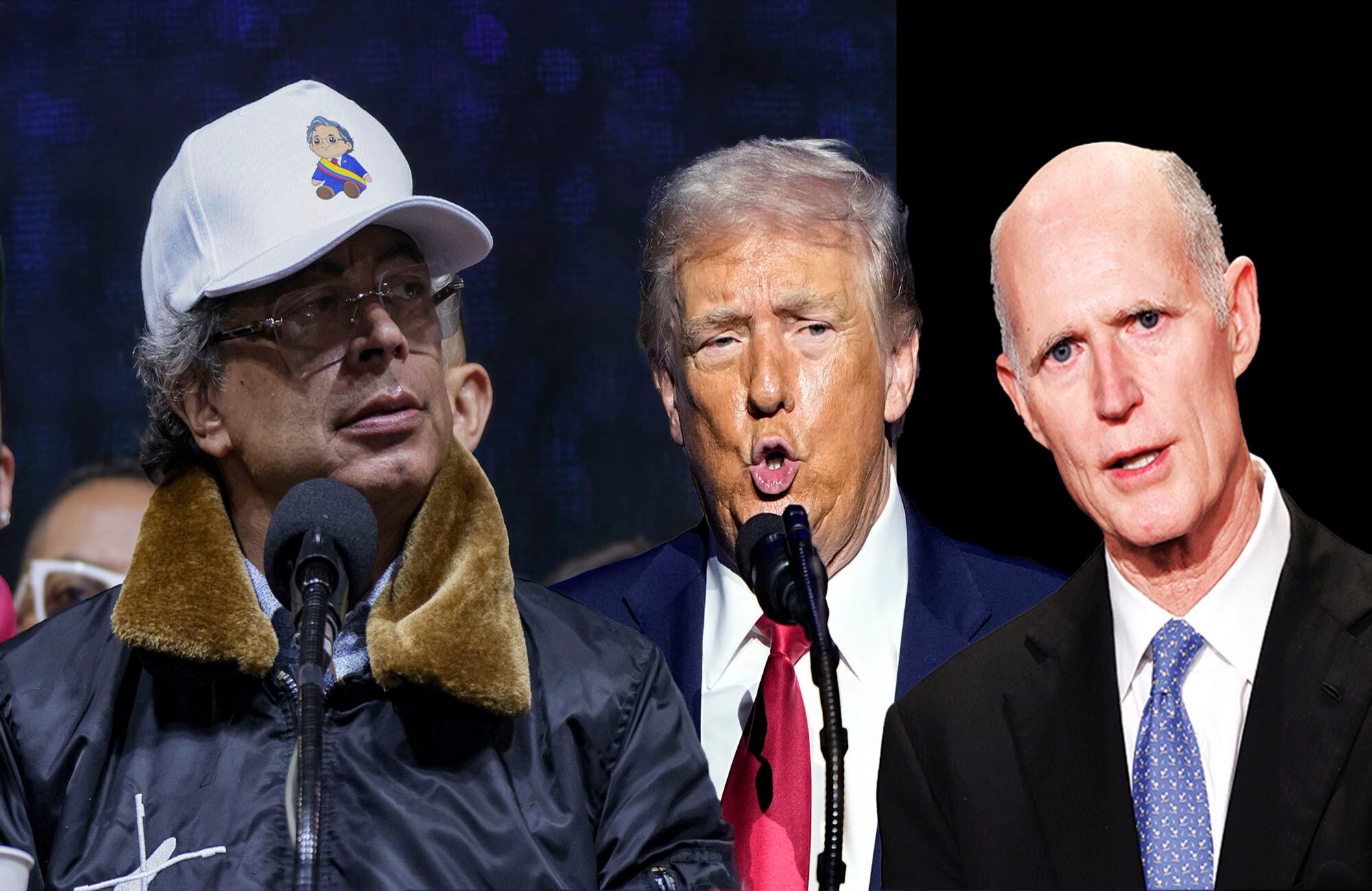 Al senador Rick Scott, Gustavo Petro y Donald Trump