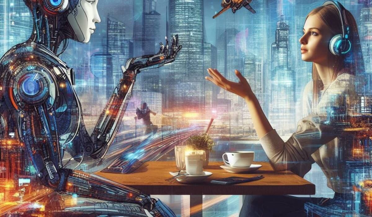 Ilustración creada con inteligencia artificial que muestra cómo sería la telepatía digital entre los seres humanos.