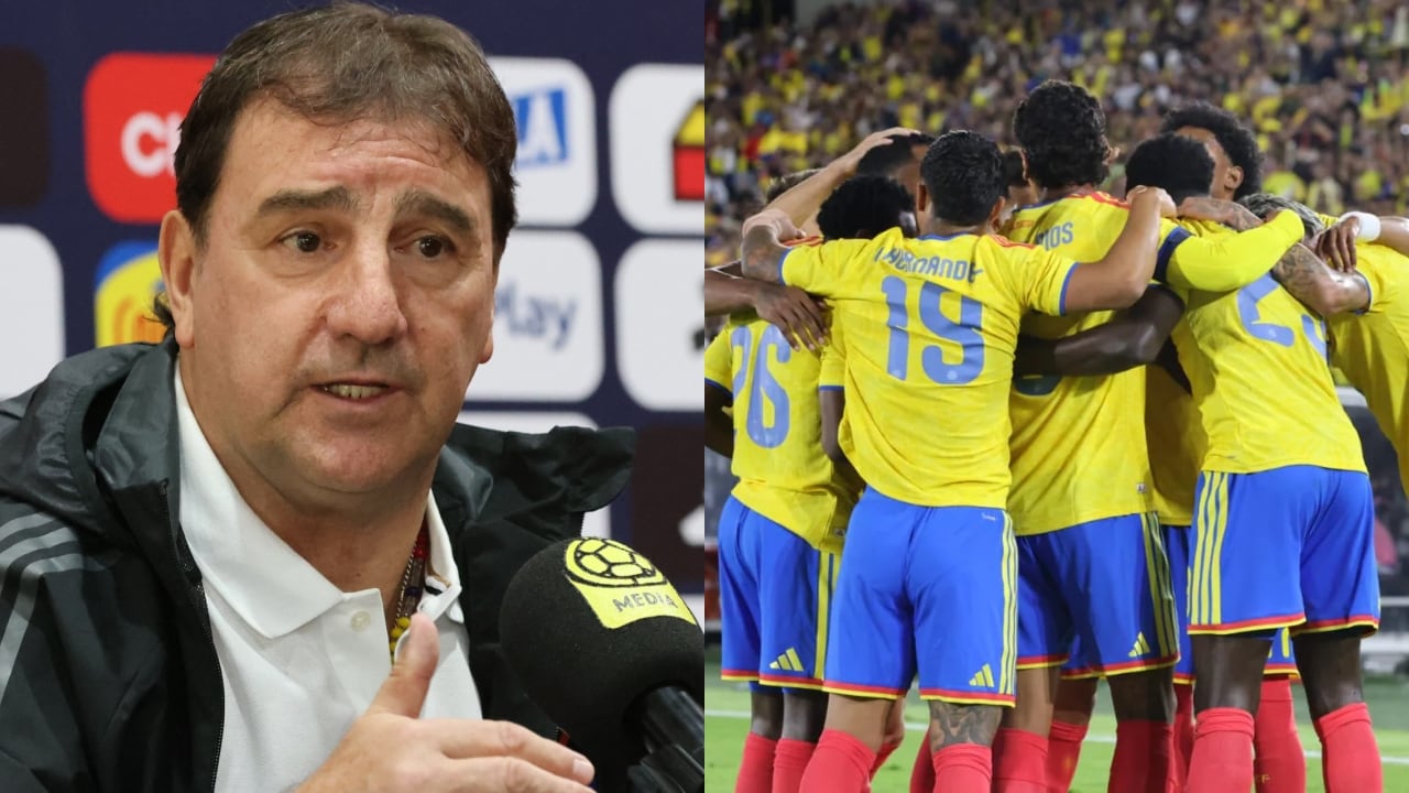Néstor Lorenzo y jugadores de la Selección Colombia.