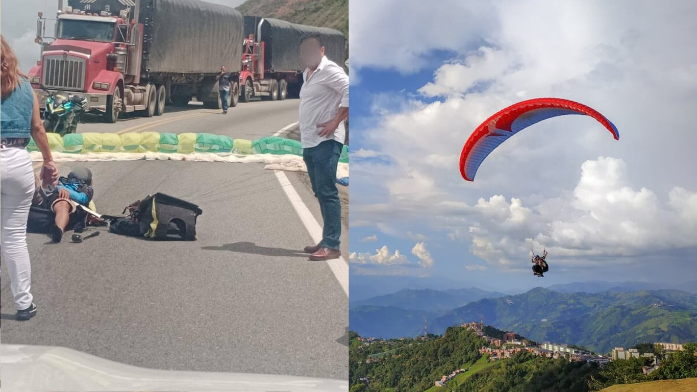 Ambos ocupantes cayeron de espaldas, amortiguados parcialmente por el soporte del parapente.