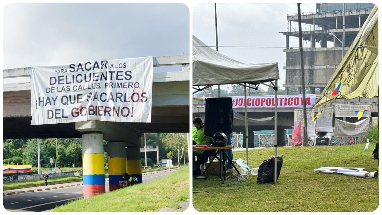 Ciudadanos exigen un juicio político en contra de Gustavo Petro en medio de una protesta en el norte de Bogotá.
