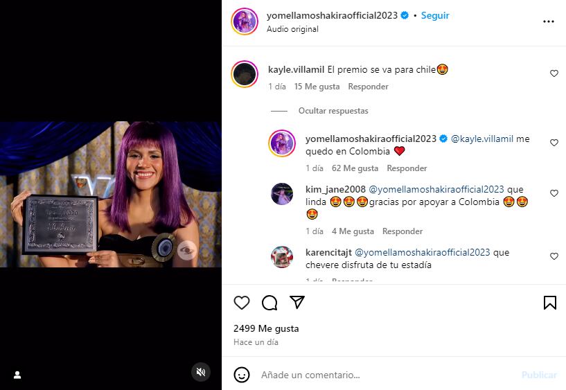 La imitadora de Shakira celebró su paso a la final de 'Yo me llamo'.