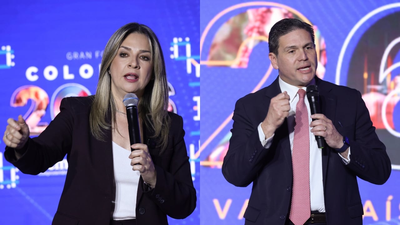 Vicky Dávila y Juan Carlos Pinzón en el debate presidencial del Gran Foro Colombia 2026 organizado por SEMANA y DINERO.
