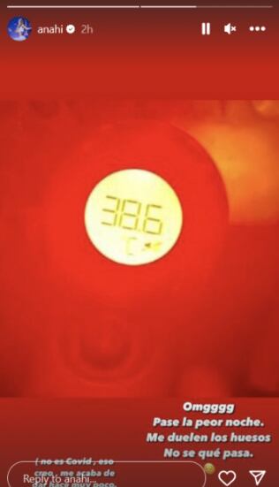 La cantante confesó que ha pasado malas noches con fiebre y dolor en su cuerpo.