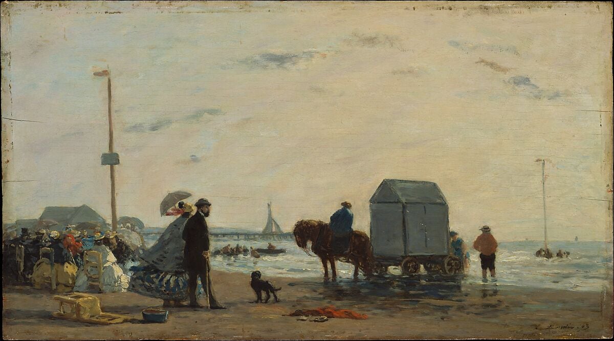 ‘En la playa de Trouville’, pintura de 1863 del artista francés Eugène Boudin. Metropolitan Museum of Art, New York