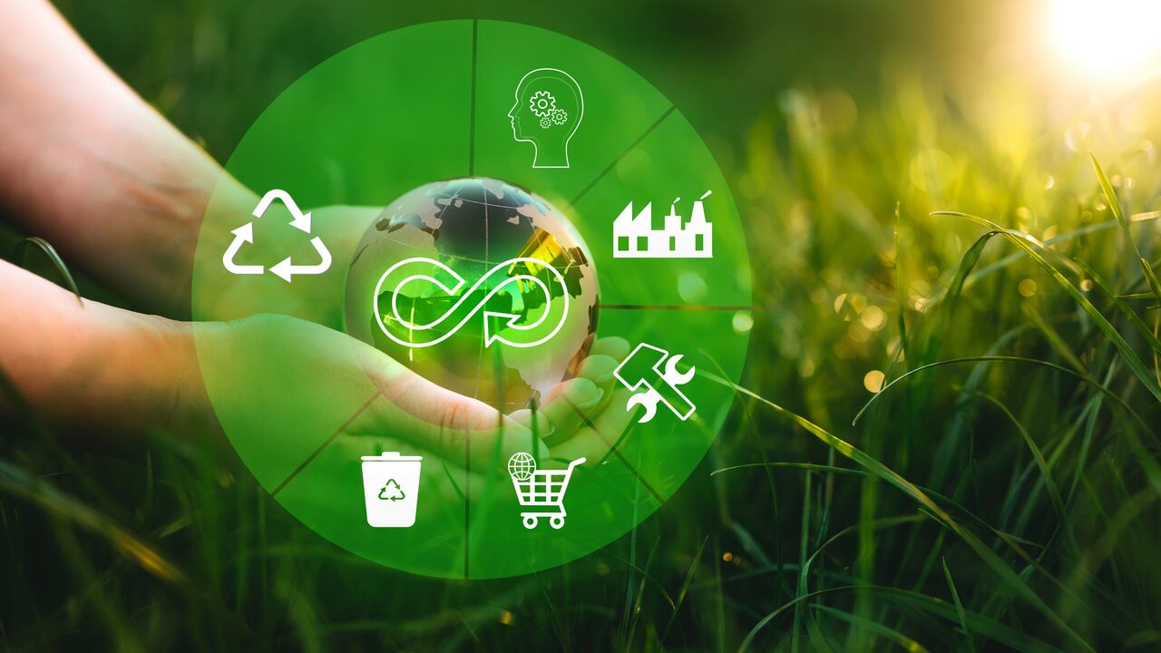 Eliminar los desechos y la contaminación. Concepto de economía circular. Compartir, reutilizar, reparar, renovar y reciclar materiales y productos existentes tanto como sea posible.
