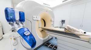 Atmospheric Photo Of Modern MRI scanning Room In Hospital