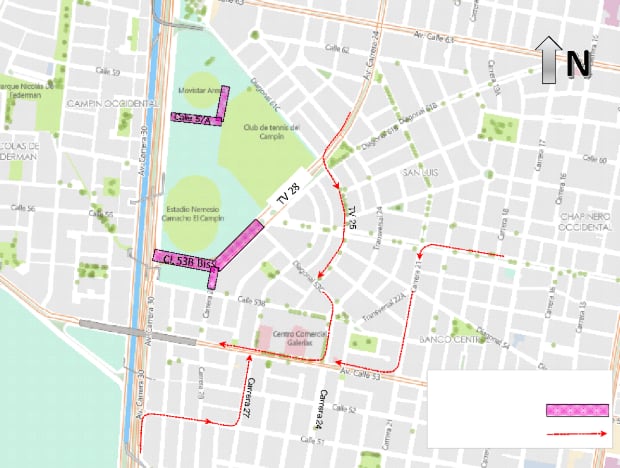 Mapa 2. Desvío, sentido norte- sur