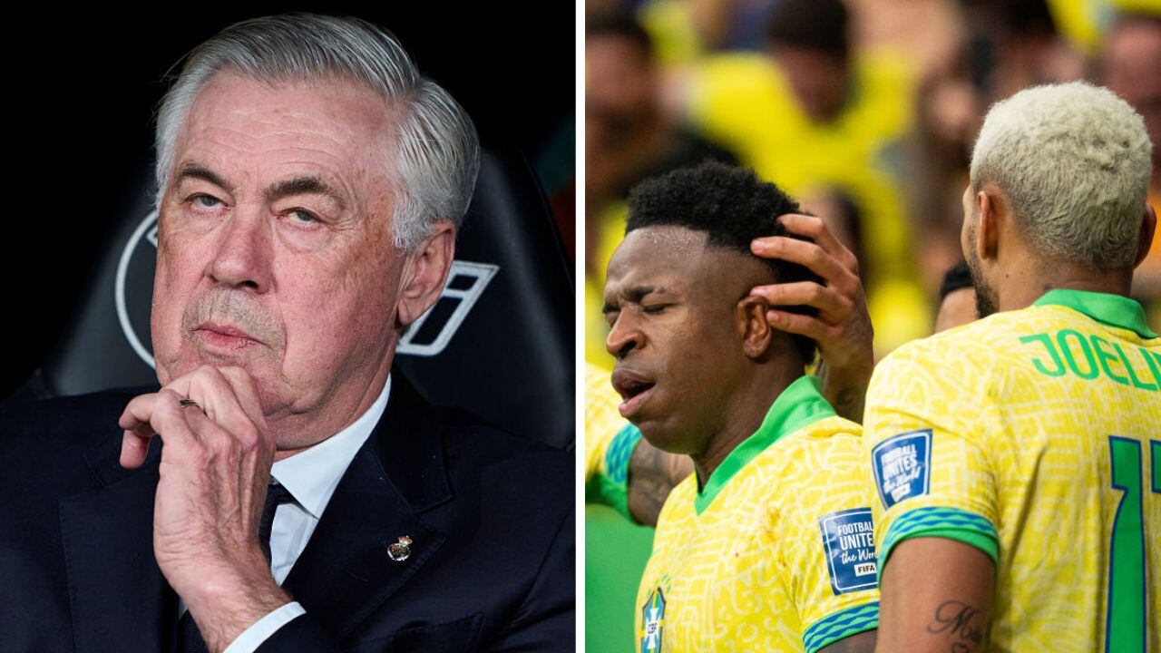 Carlo Ancelotti y algunos jugadores de Brasil.