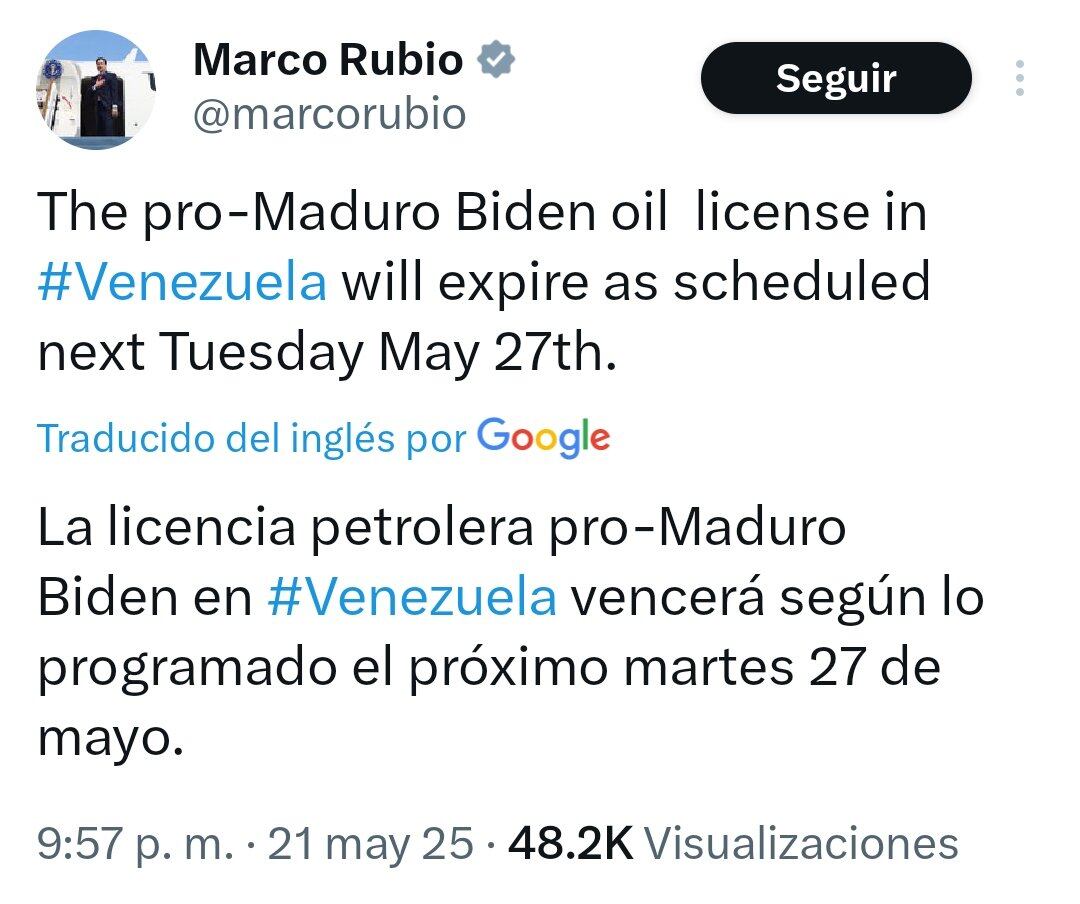Mensaje emitido por Marco Rubio
