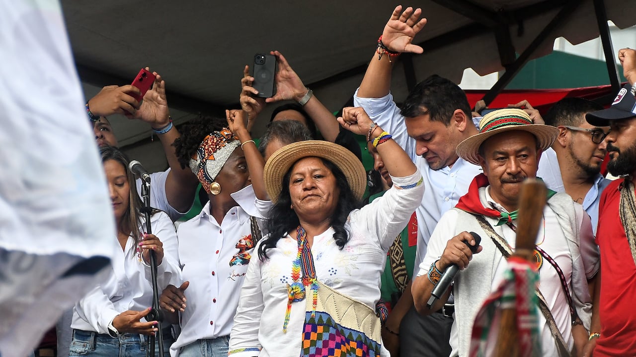La candidata a la Vicepresidencia Aida Quilcué en Cali.