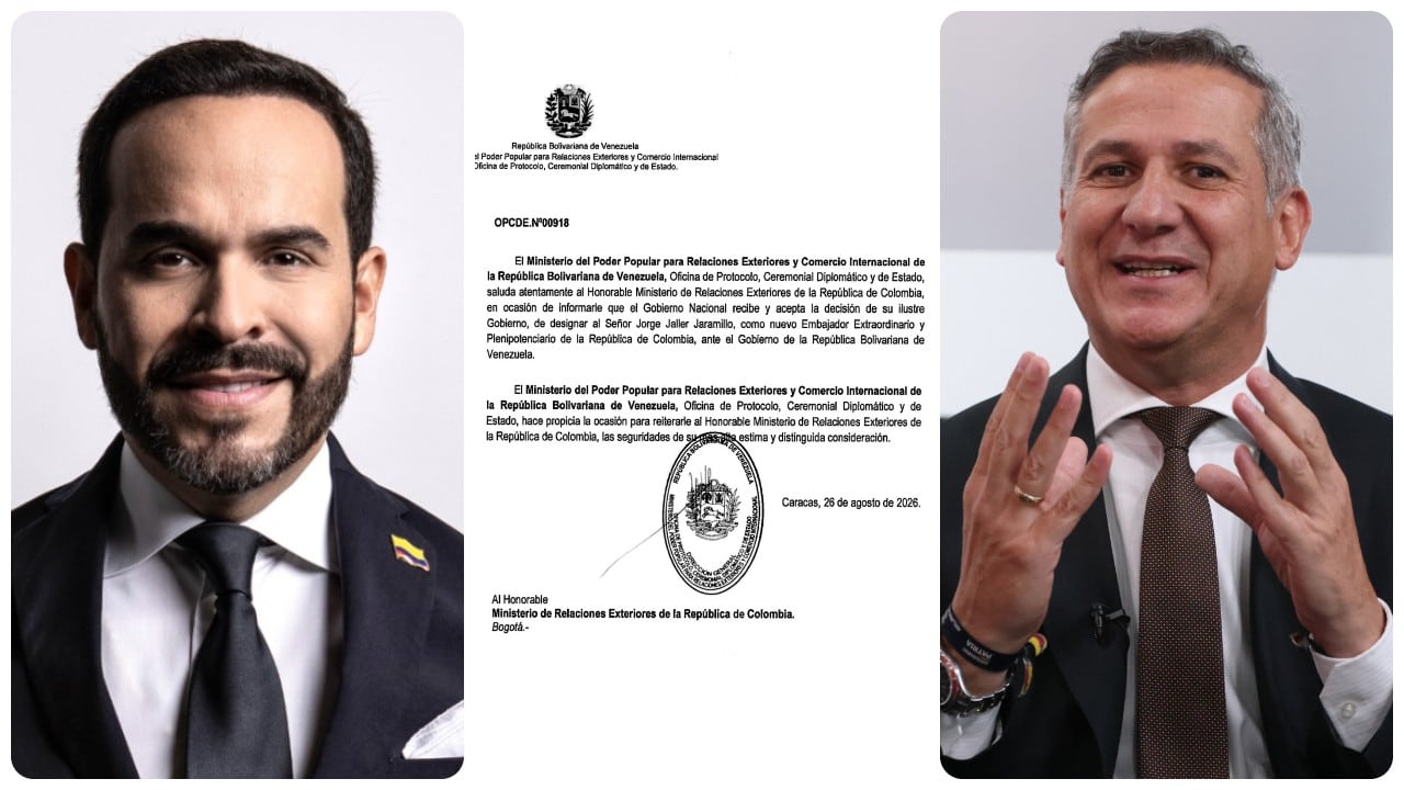 Abelardo De La Espriella, el embajador Jorge Jaller y el documento oficial del Gobierno de Venezuela.