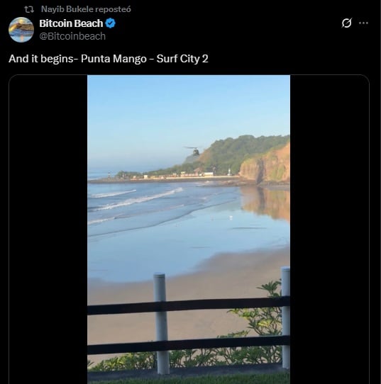 Trino con RT de Nayib Bukele. Pantallazo X: @Bitcoinbeach