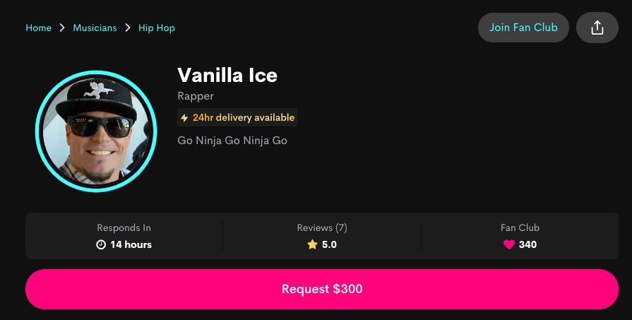 Vainila Ice, Cameo.