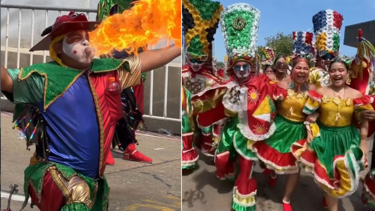 Integrantes de grupos folclóricos desfilan en la Gran Parada de Tradición 2026, uno de los eventos que preserva las danzas ancestrales del Carnaval de Barranquilla.