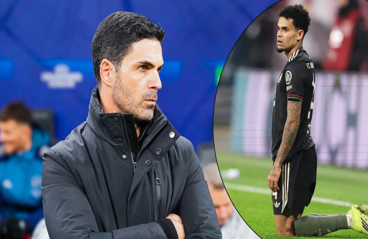 Mikel Arteta y Luis Díaz.