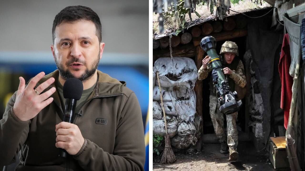 El mandatario ucraniano destacó el envío de armamento por 1.000 millones de dólares de Estados Unidos. Foto: Efrem Lukatsky/ AP - REUTERS/Gleb Garanich. Montaje SEMANA.