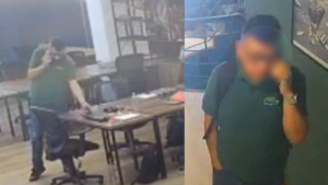 El hombre aprovechó la hora de almuerzo para robarse dos computadores.