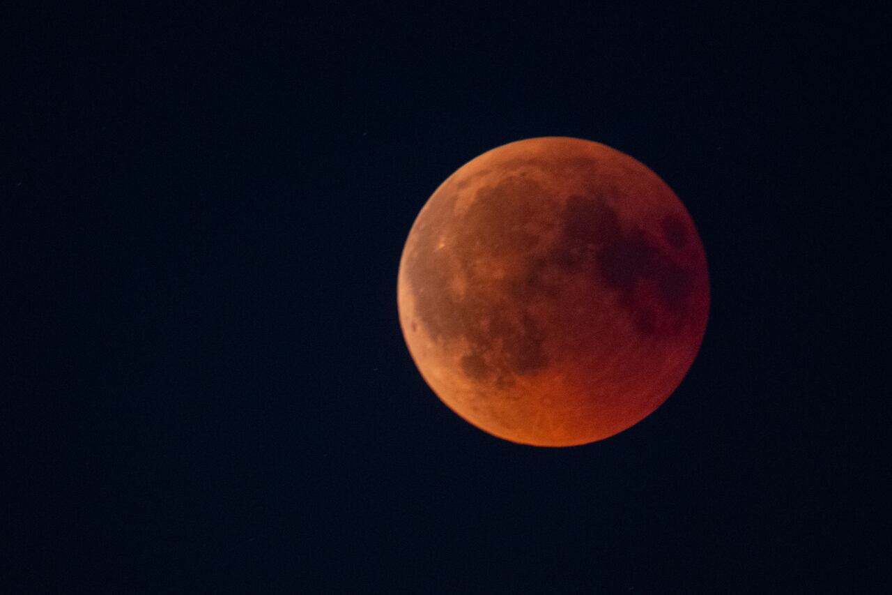 Blood moon - full Lunar Eclipse in the night sky