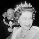 Queen Elizabeth II attends a performance at RADA (the Royal Academy of Dramatic Art), to celebrate the drama school's Diamond Jubilee (60th anniversary), London, UK, November 1964. (Photo by Terry Disney/Express/Getty Images)