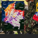 El mapa de calor de las Fuerzas Militares sobre la presencia de grupos criminales en el país.