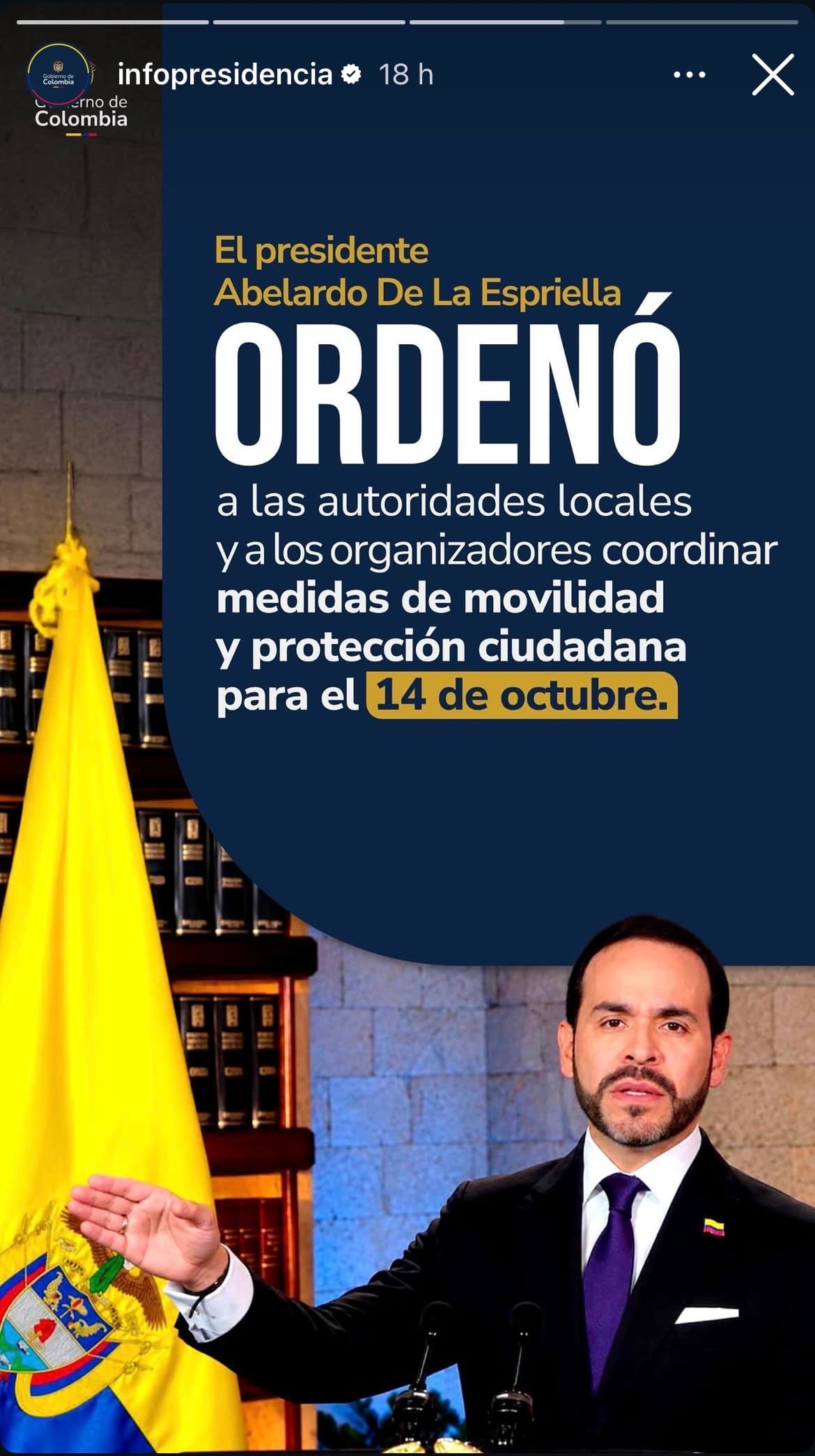 Mensaje de la Presidencia en Instagram