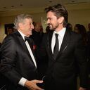 Singer Tony Bennett (L) and recording artist Juanes pose backstage during "Sinatra 100: An All-Star GRAMMY Concert" celebrating the late Frank Sinatra's 100th birthday at the Encore Theater at Wynn Las Vegas on December 2, 2015 in Las Vegas, Nevada. The show will air on CBS on December 6. (Photo by Kevin Mazur/WireImage)