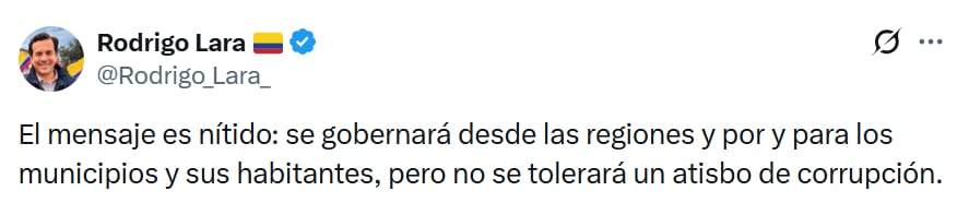 Mensaje del ministro Rodrigo Lara.