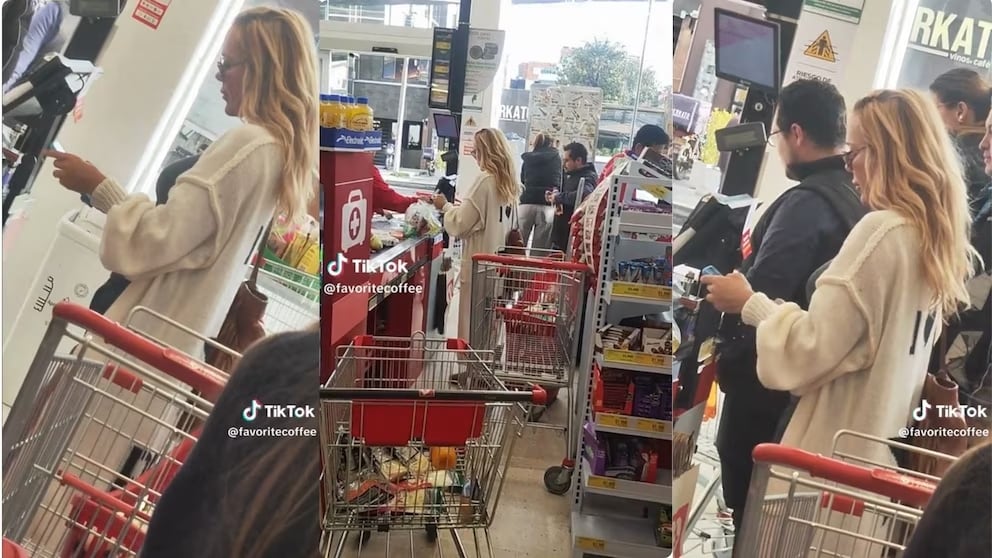 Natalia París haciendo mercado en un D1 de Bogotá