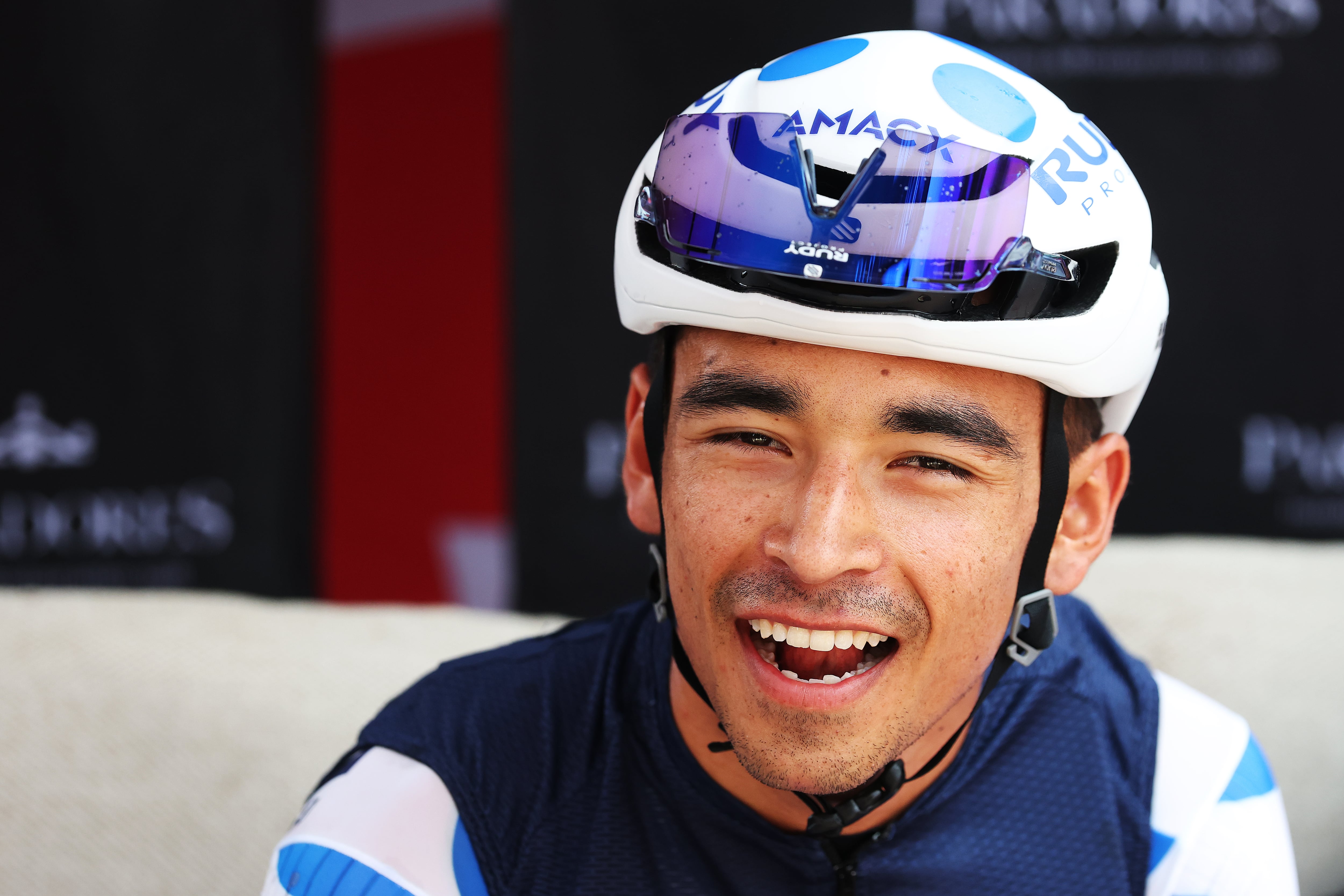 CARTAGENA, SPAIN - SEPTEMBER 02: Santiago Buitrago of Colombia and Team Bahrain Victorious - Polka Dot Mountain Jersey prior to the La Vuelta - 81st Tour of Spain 2026, Stage 11 a 153.8km stage from Cartagena to Lorca 342m / #UCIWT / on September 02, 2026 in Cartagena, Spain. (Photo by Alexander Hassenstein/Getty Images)