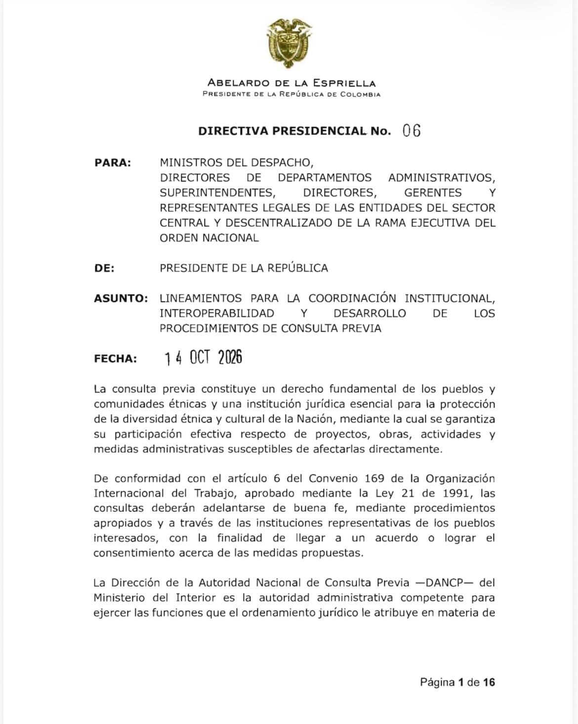 Directiva presidencial
