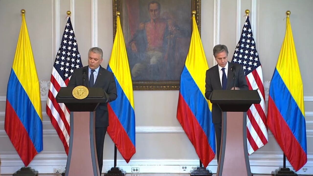 Presidente Iván Duque y Antony Blinken, secretario de Estado de EE. UU.