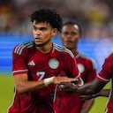 Luis Díaz celebrando su gol con la Selección Colombia ante Alemania.