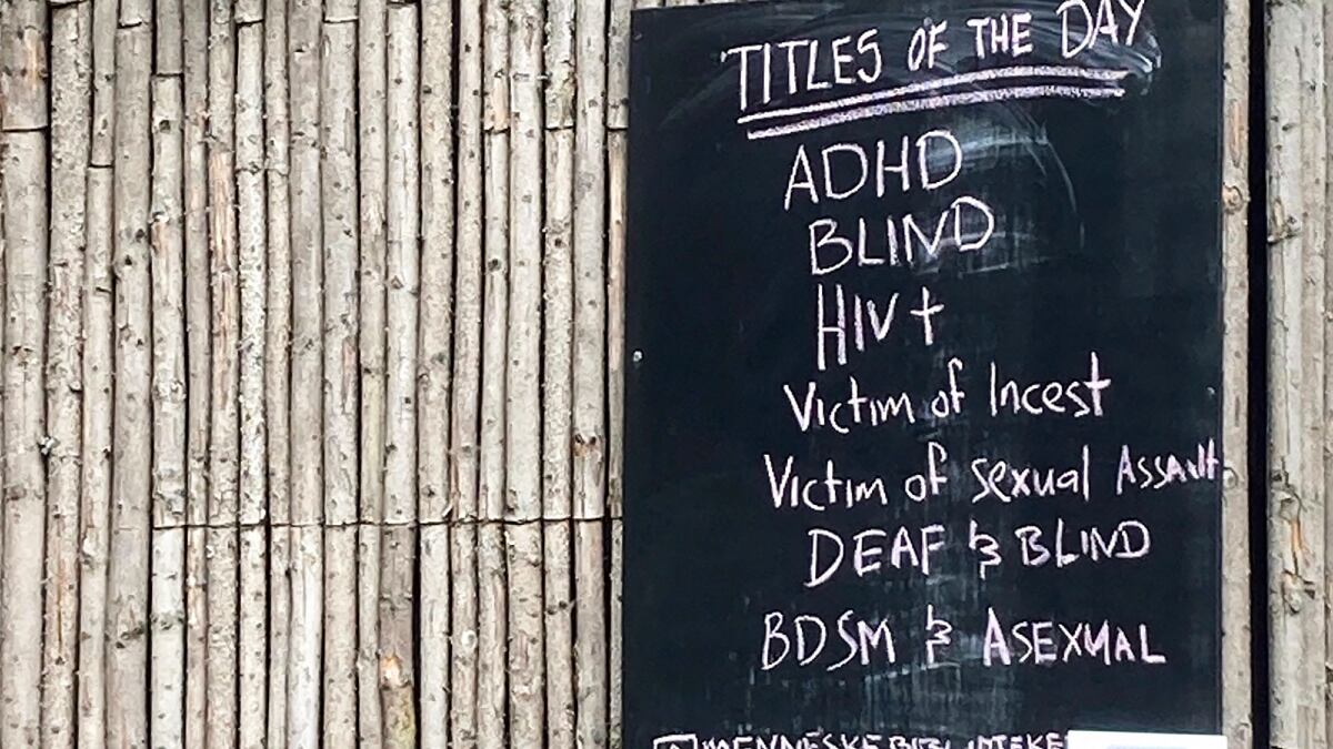 A photo taken on August 29, 2021 shows the depot of the Human Library on Noerre Alle street in Copenhagen. - At the 'Human Library', you can 'loan' a person to hear their life story and different experiences in a project to foster understanding and challenge prejudice. (Photo by Camille BAS-WOHLERT / AFP)