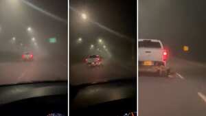 Perrito arrastrado por camioneta